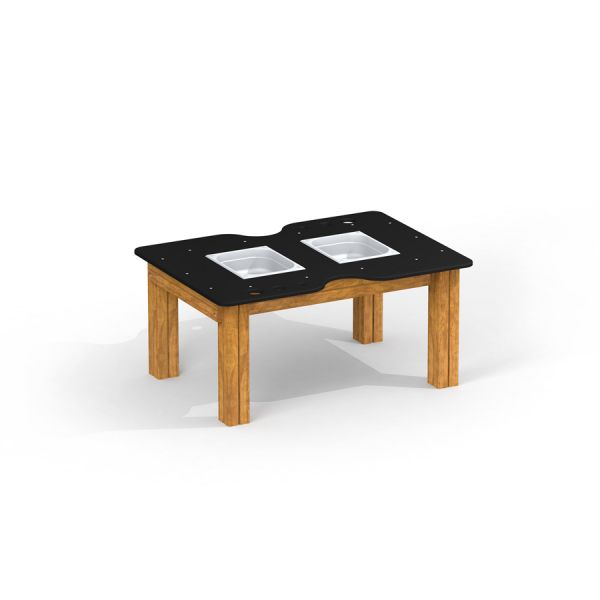Sand & Water Play Table Nature with dual compartments and wooden frame