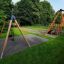 Medium Cableway with platform in a wooden playground.