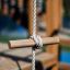 Rope and wooden handle on Bounty ship with slide playground equipment.