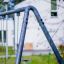 Metal frame of Swing Metal Frame (double swing) outdoors in a playground.