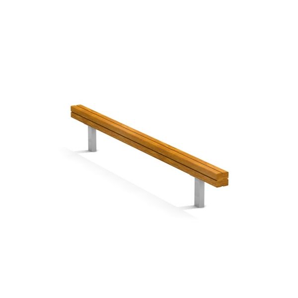 Wooden balance beam on metal supports.