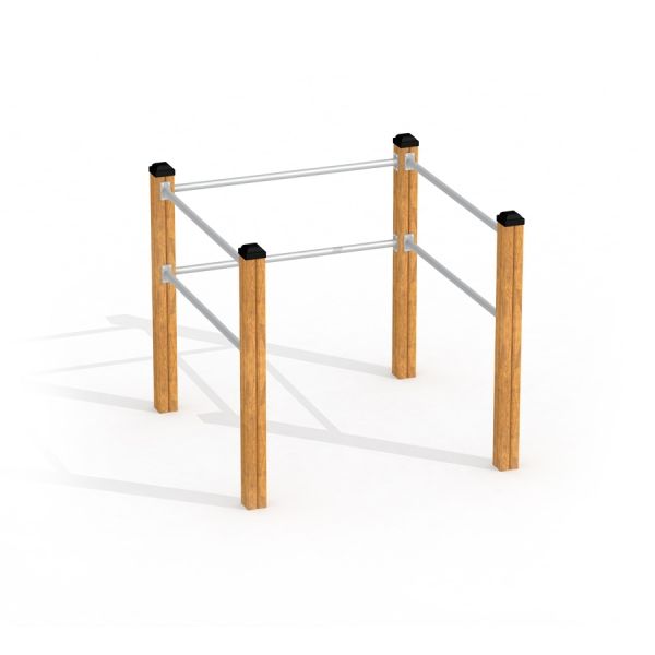 Wooden and metal Stretching Bar for outdoor exercise.