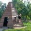 girls in the wooden playhouse in the park