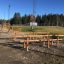 Wooden outdoor Climb Obstacle ladder setup in a playground.