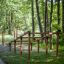 Climb Obstacle wooden ladder in outdoor exercise park