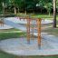 V-shape Net Large climbing net with wooden frame in playground area
