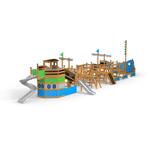 Playground equipment, Majestic ship with slide.