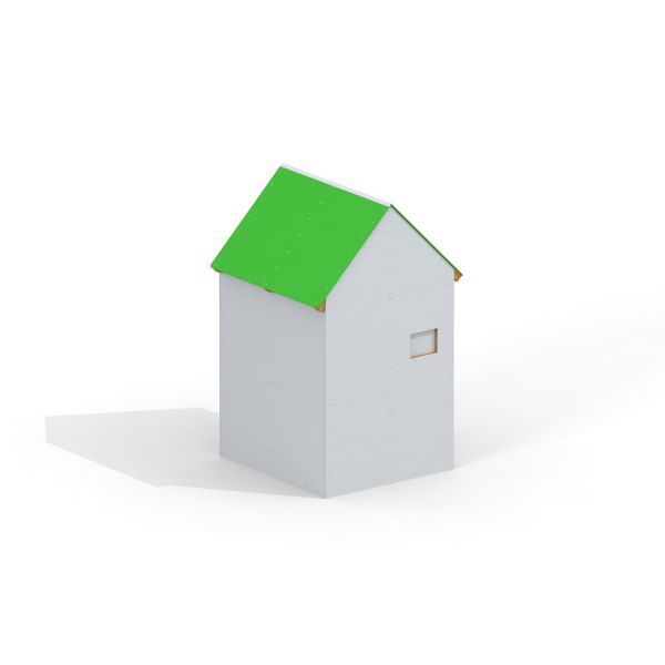 White playhouse with green roof - Shelter model.