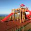 playground tower with a spiral slide