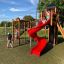 children playing on spiral slide