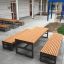 Outdoor Kyoto Table and Bench Set in a Modern Courtyard.