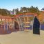 Sirius steel structure on a playground with climbing elements and slides