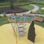 Outdoor Andromeda steel structure with climbing net and rock wall in a park