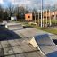 Double Quarter-Pipe in an outdoor skatepark.