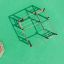 Chimpanzee wooden climbing frame with rope ladder on playground surface.
