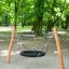 Bird Nest Robinia Swing 2 Posts wooden frame playground swing with round black net seat