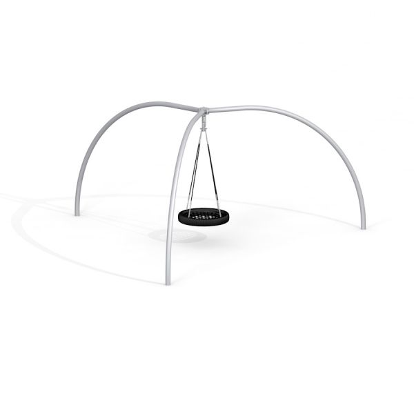 Three-post swing set BNS Single Swing with circular basket seat.