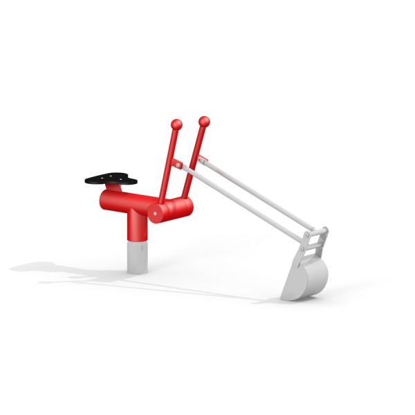 Red and white playground Excavator toy.
