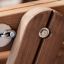 Close-up of hinge and screw details on Pioneer Hill Stairs wooden ladder.