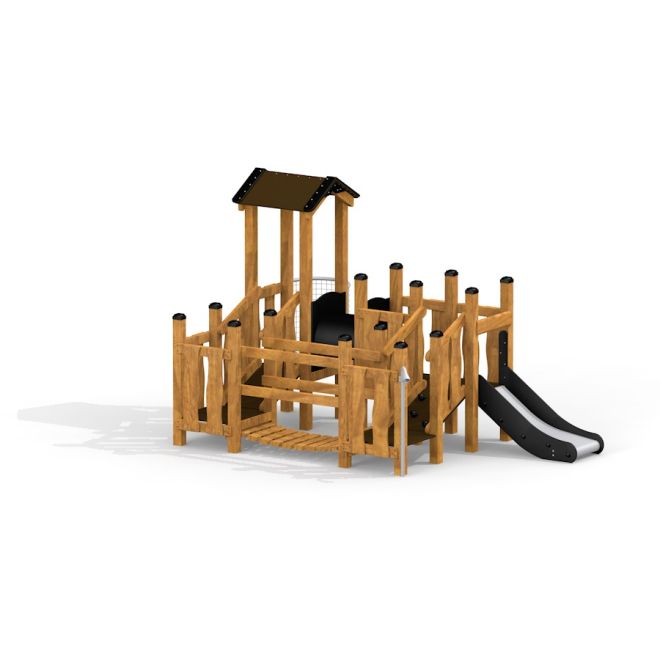 Rubik Modern Nature wooden playhouse with slide for children