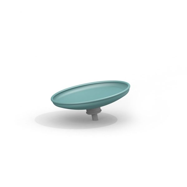 Flying Saucer playground equipment in teal color.
