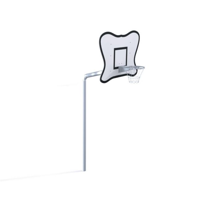 Basket Organic outdoor basketball hoop with white backboard and metal net
