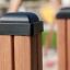 Trapezoidal wooden playground equipment close-up.