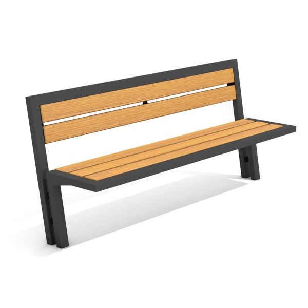 Outdoor wooden bench Uppsala Bench with metal frame.