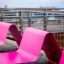 Pink Lounge Sofa in a modern outdoor setting.