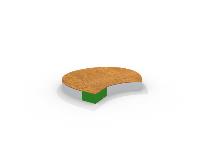 InsideOut Arena SCENE playground seating with wooden top and green accent.