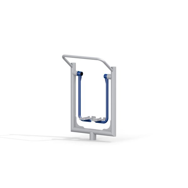 Outdoor fitness equipment, Air Walker, in blue and white for park exercise areas.