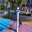 Outdoor fitness equipment Double Pull Down in a park.