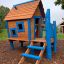 blue wooden playhouse for children