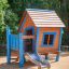 blue playhouse with toddlers slide